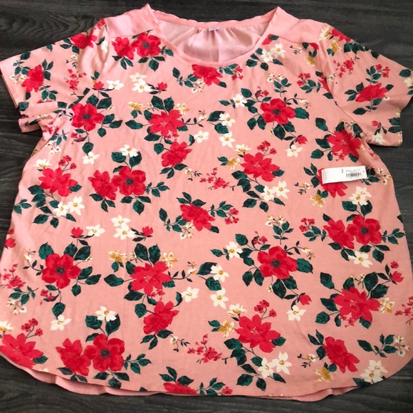 Old Navy NWT floral print /solid top - Picture 3 of 7